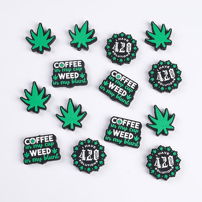 Green leaf silicone beads