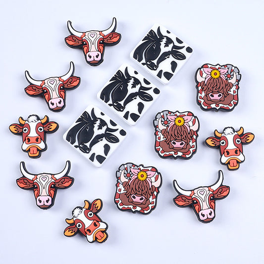 Silicone beads with cow head bone