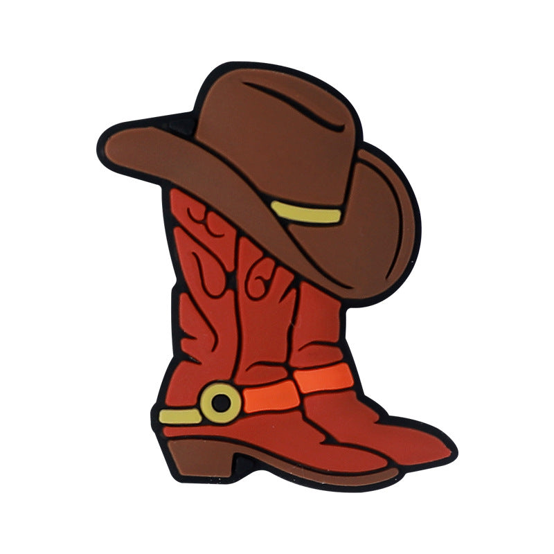 Cowboy boots with silicone beads focal