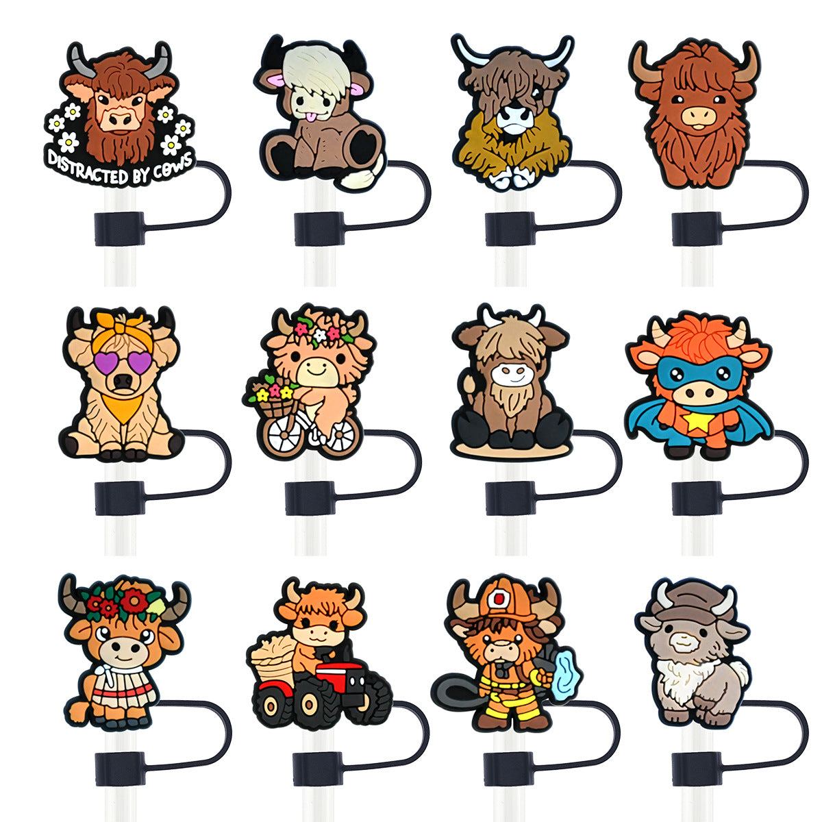 Highland Cow Cartoon Straw Hat