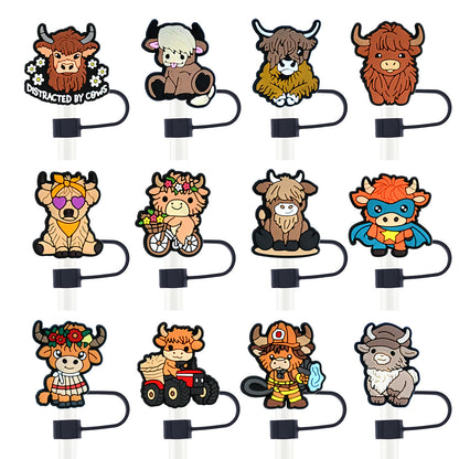 Highland Cow Cartoon Straw Hat