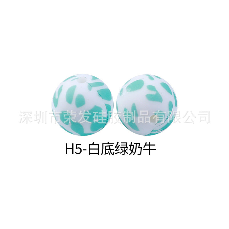 Leopard print silicone beads