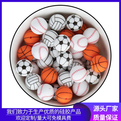 Basketball printed silicone beads