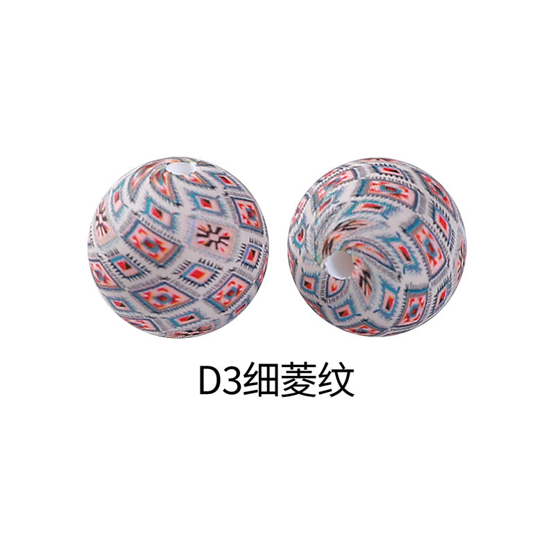 Leopard print water transfer printing circular dispersed silicone beads