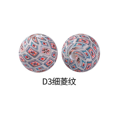 Leopard print water transfer printing circular dispersed silicone beads